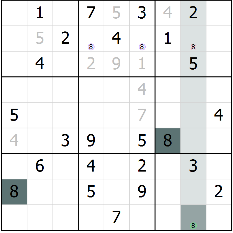 Position des candidats pour la solution de la Gr 44 page 46 du magazine de sudoku Expert n° 019