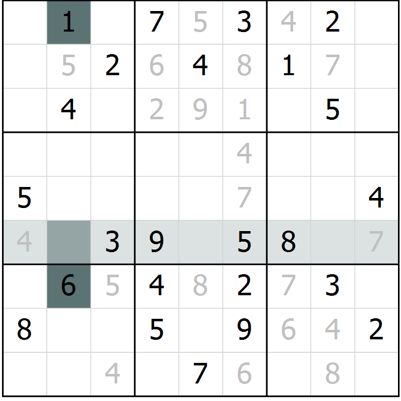Position des candidats pour la solution de la Gr 44 page 46 du magazine de sudoku Expert n° 019