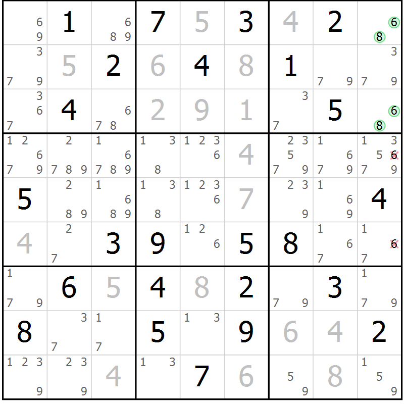 Position des candidats pour la solution de la Gr 44 page 46 du magazine de sudoku Expert n° 019