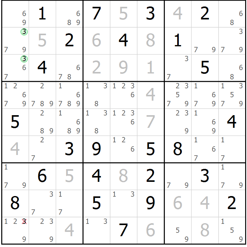 Position des candidats pour la solution de la Gr 44 page 46 du magazine de sudoku Expert n° 019