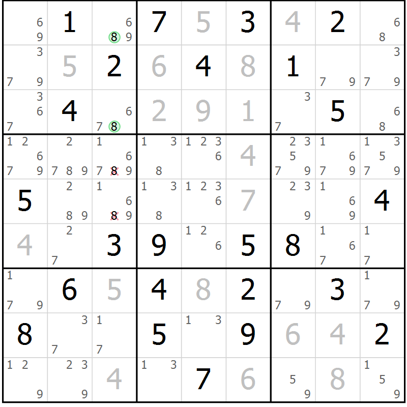 Position des candidats pour la solution de la Gr 44 page 46 du magazine de sudoku Expert n° 019