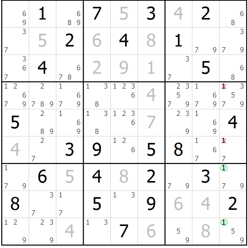 Position des candidats pour la solution de la Gr 44 page 46 du magazine de sudoku Expert n° 019