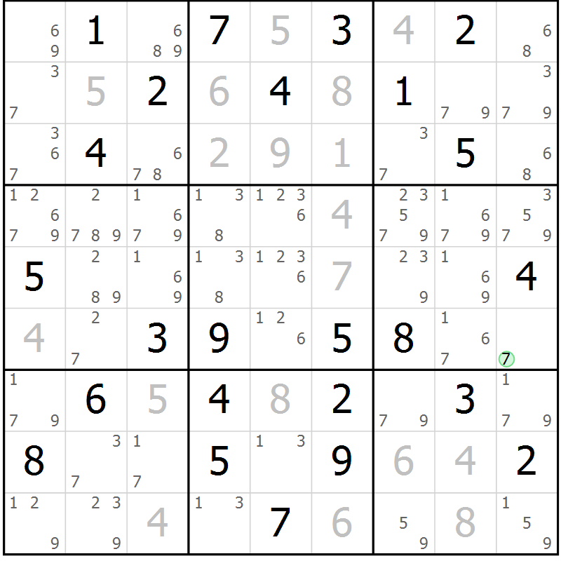 Position des candidats pour la solution de la Gr 44 page 46 du magazine de sudoku Expert n° 019