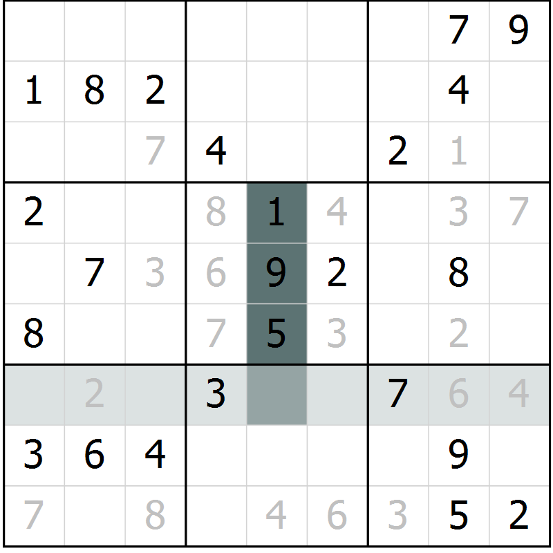 Position des candidats pour la solution de la Gr 45 page 47 du magazine de sudoku Expert n° 019