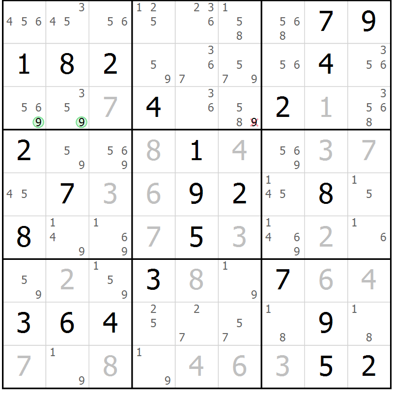 Position des candidats pour la solution de la Gr 45 page 47 du magazine de sudoku Expert n° 019