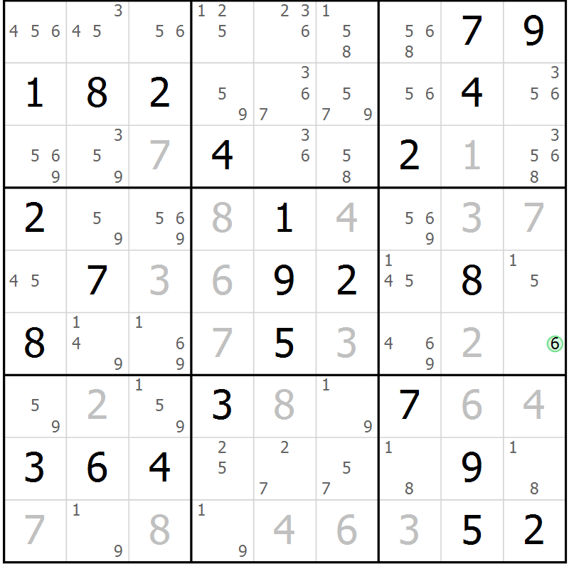Position des candidats pour la solution de la Gr 45 page 47 du magazine de sudoku Expert n° 019