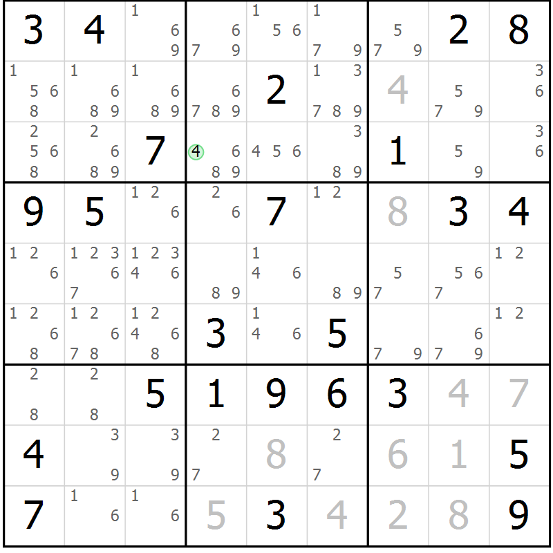 Position des candidats pour la solution de la Gr 46 page 48 du magazine de sudoku Expert n° 019