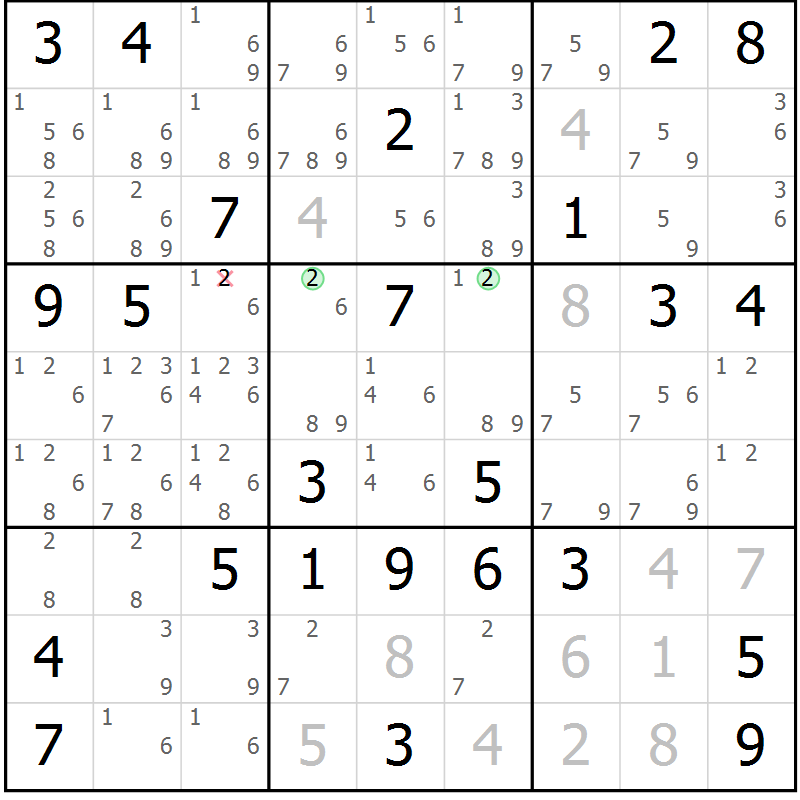 Position des candidats pour la solution de la Gr 46 page 48 du magazine de sudoku Expert n° 019