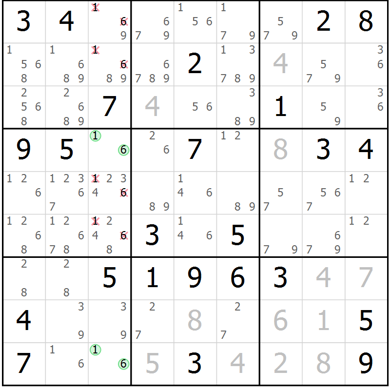 Position des candidats pour la solution de la Gr 46 page 48 du magazine de sudoku Expert n° 019