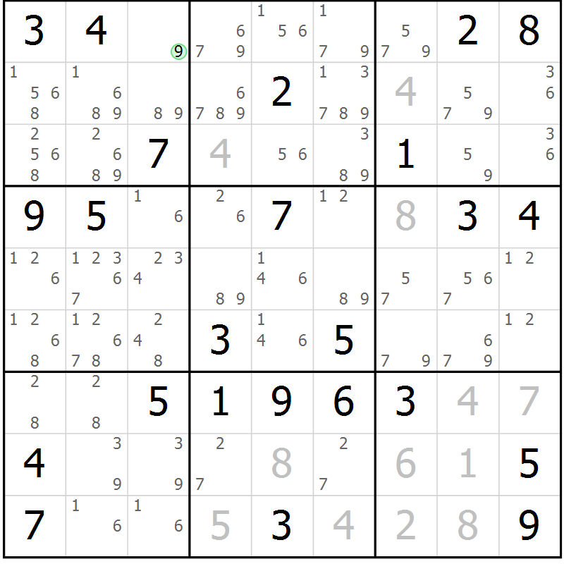 Position des candidats pour la solution de la Gr 46 page 48 du magazine de sudoku Expert n° 019