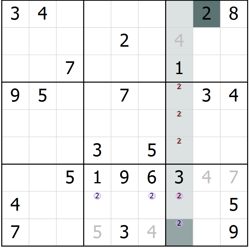 Position des candidats pour la solution de la Gr 46 page 48 du magazine de sudoku Expert n° 019