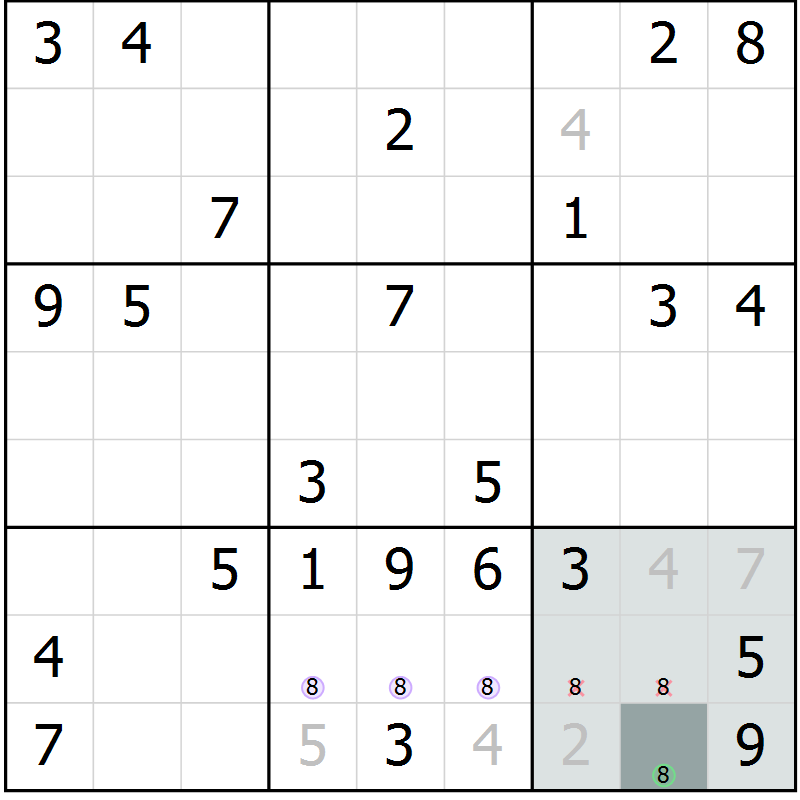Position des candidats pour la solution de la Gr 46 page 48 du magazine de sudoku Expert n° 019