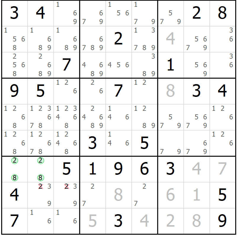 Position des candidats pour la solution de la Gr 46 page 48 du magazine de sudoku Expert n° 019
