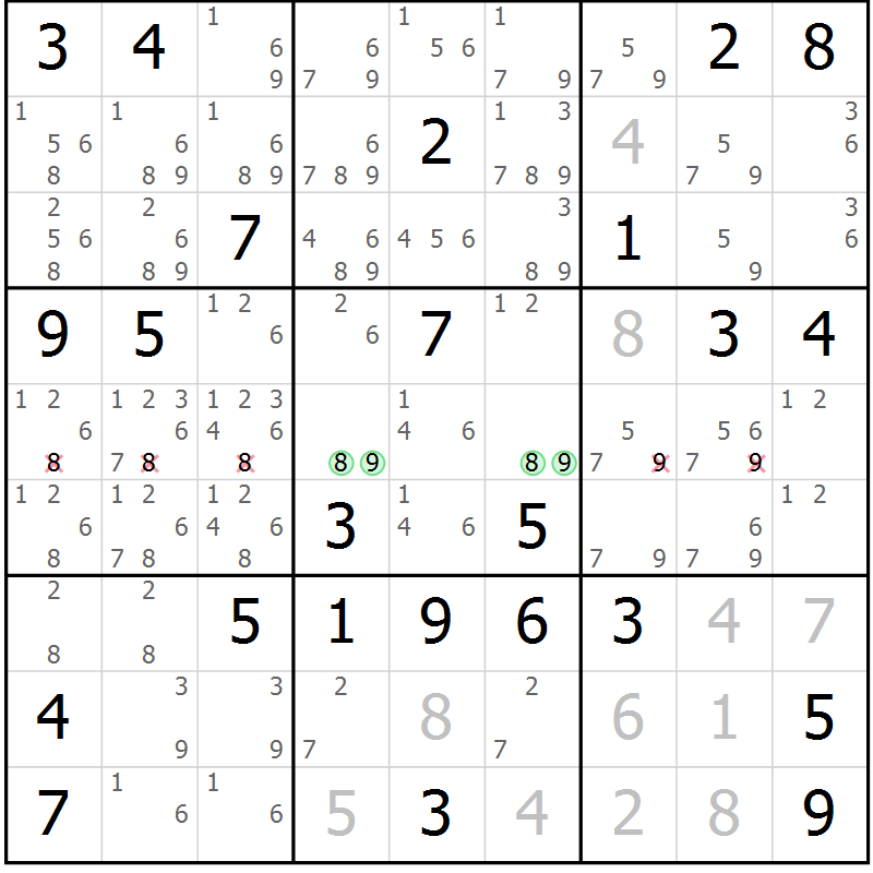 Position des candidats pour la solution de la Gr 46 page 48 du magazine de sudoku Expert n° 019