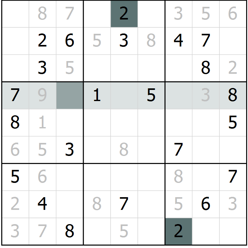 Position des candidats pour la solution de la Gr 47 page 49 du magazine de sudoku Expert n° 019