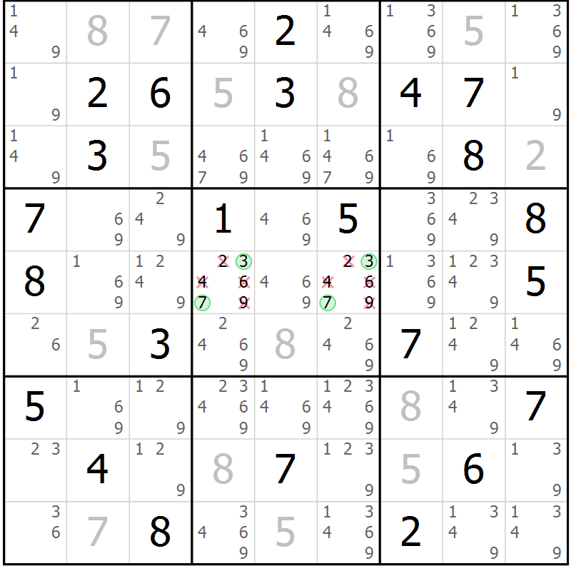 Position des candidats pour la solution de la Gr 47 page 49 du magazine de sudoku Expert n° 019