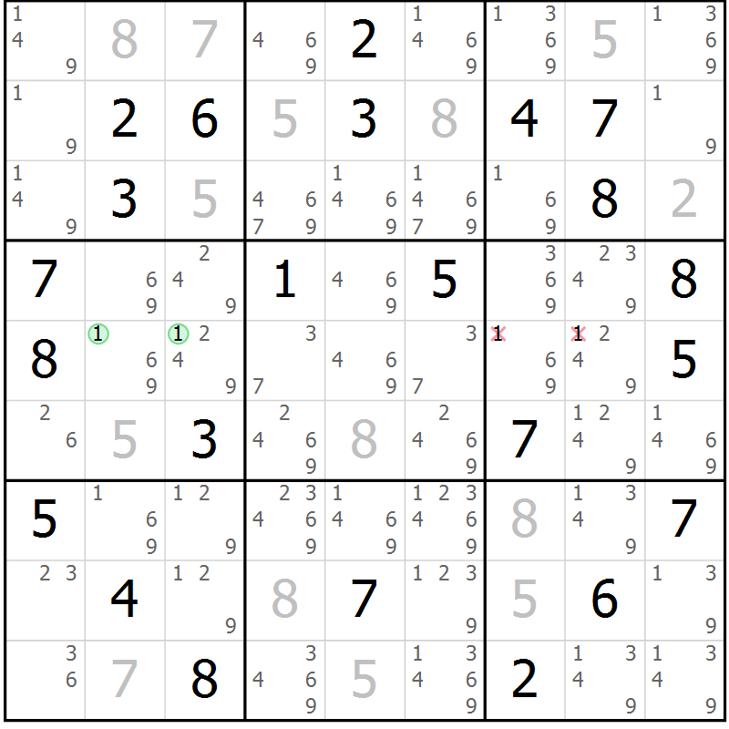 Position des candidats pour la solution de la Gr 47 page 49 du magazine de sudoku Expert n° 019