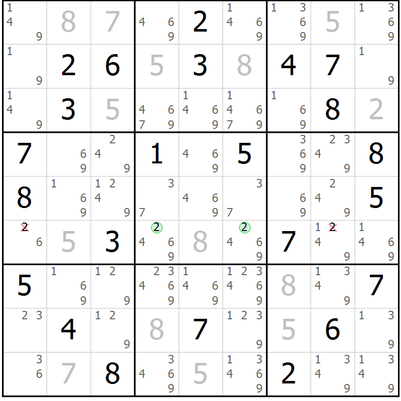 Position des candidats pour la solution de la Gr 47 page 49 du magazine de sudoku Expert n° 019
