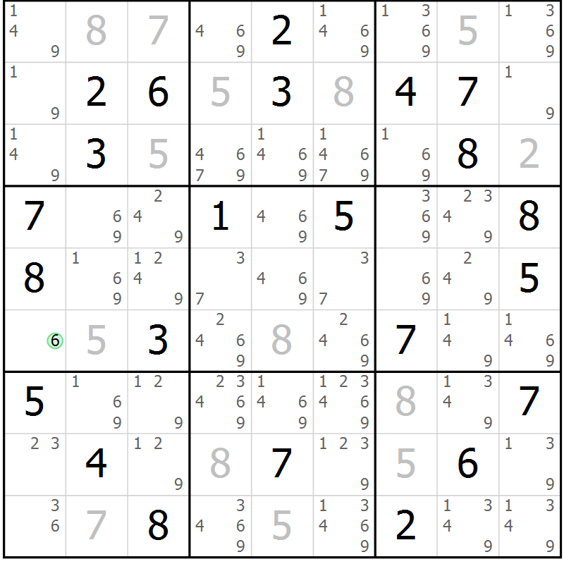 Position des candidats pour la solution de la Gr 47 page 49 du magazine de sudoku Expert n° 019