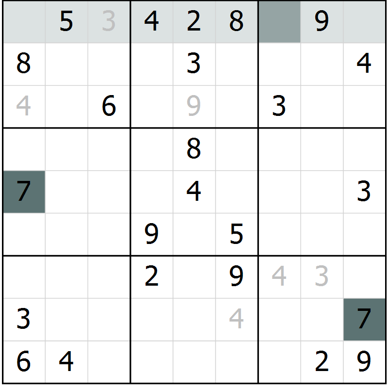 Position des candidats pour la solution de la Gr 48 page 50 du magazine de sudoku Expert n° 019