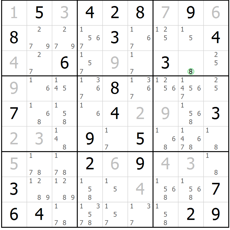 Position des candidats pour la solution de la Gr 48 page 50 du magazine de sudoku Expert n° 019
