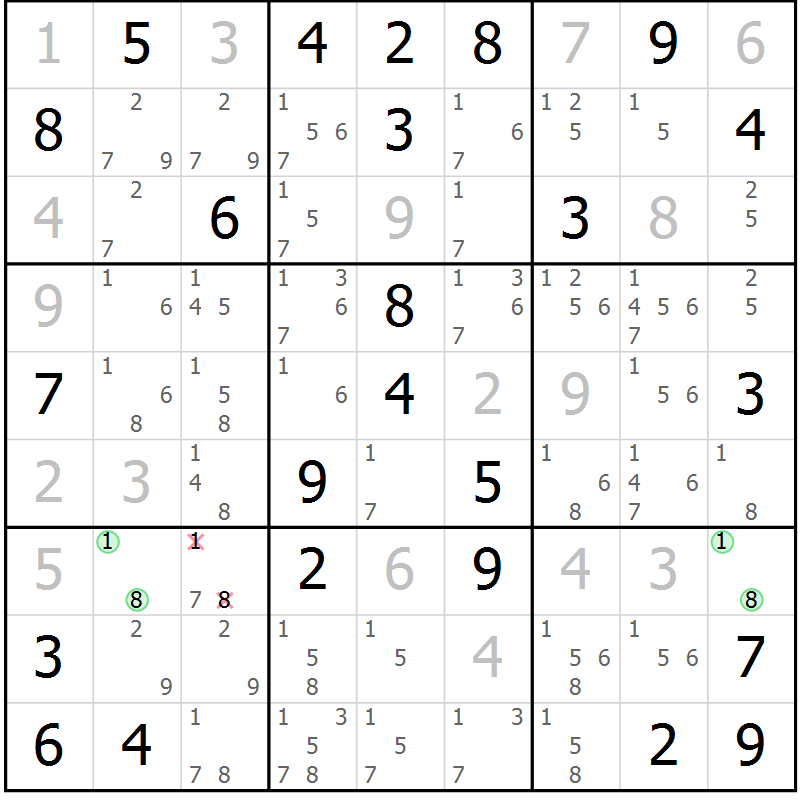 Position des candidats pour la solution de la Gr 48 page 50 du magazine de sudoku Expert n° 019