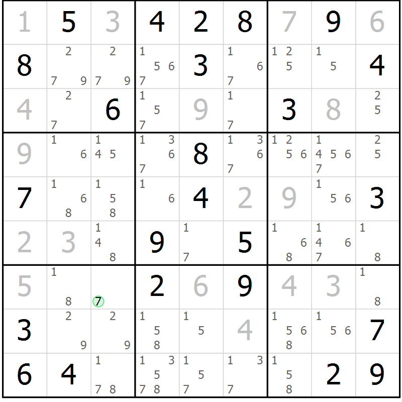 Position des candidats pour la solution de la Gr 48 page 50 du magazine de sudoku Expert n° 019