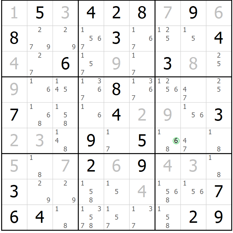 Position des candidats pour la solution de la Gr 48 page 50 du magazine de sudoku Expert n° 019