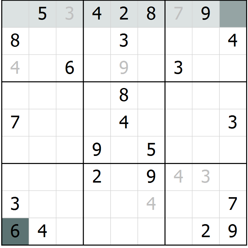 Position des candidats pour la solution de la Gr 48 page 50 du magazine de sudoku Expert n° 019
