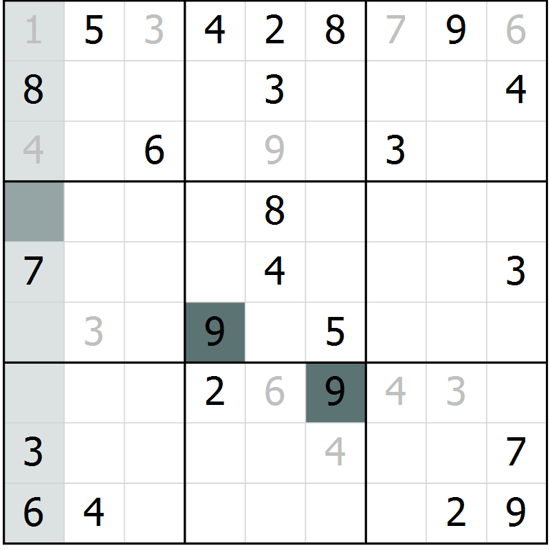 Position des candidats pour la solution de la Gr 48 page 50 du magazine de sudoku Expert n° 019