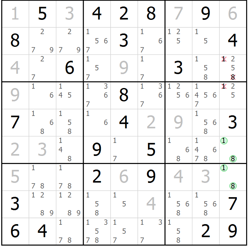 Position des candidats pour la solution de la Gr 48 page 50 du magazine de sudoku Expert n° 019