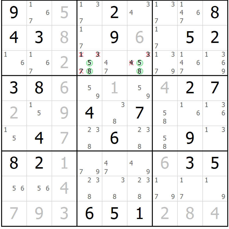 Position des candidats pour la solution de la Gr 49 page 51 du magazine de sudoku Expert n° 019
