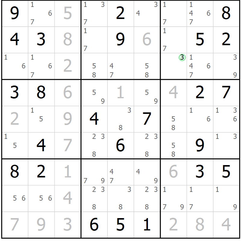 Position des candidats pour la solution de la Gr 49 page 51 du magazine de sudoku Expert n° 019