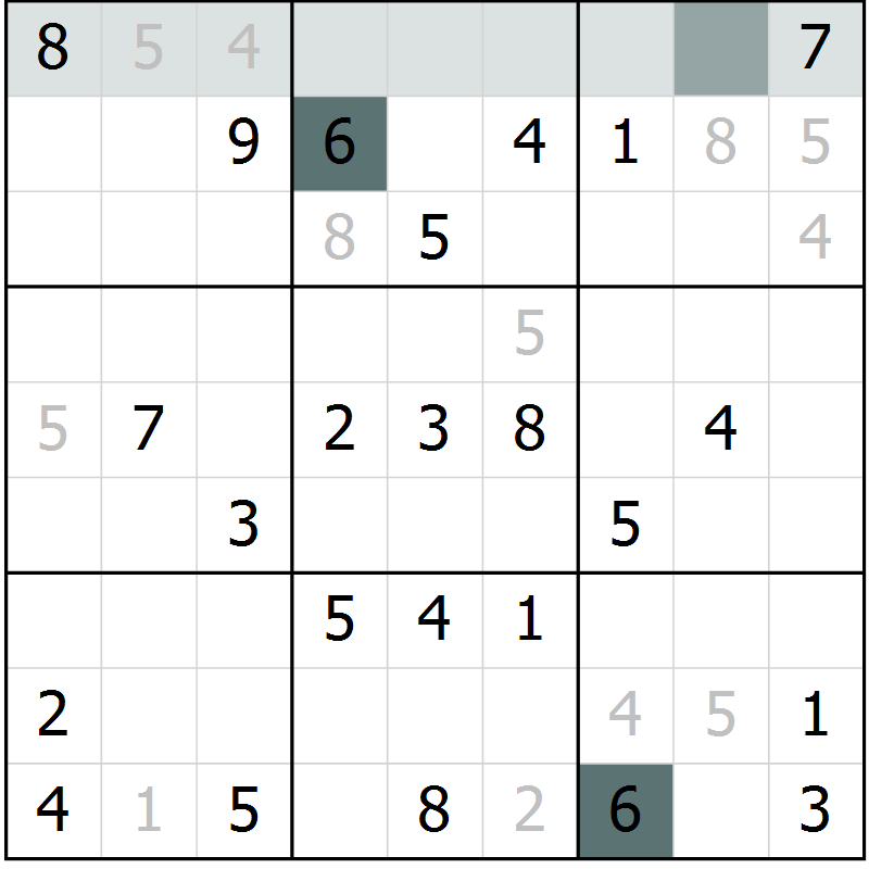 Position des candidats pour la solution de la Gr 5 page 7 du magazine de sudoku Expert n° 019