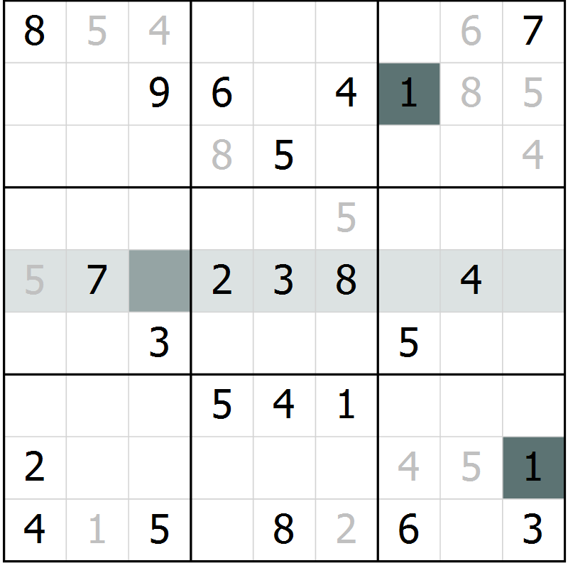Position des candidats pour la solution de la Gr 5 page 7 du magazine de sudoku Expert n° 019