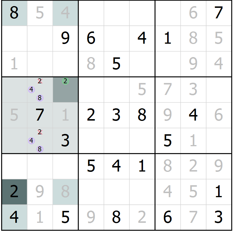 Position des candidats pour la solution de la Gr 5 page 7 du magazine de sudoku Expert n° 019