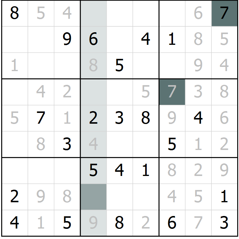 Position des candidats pour la solution de la Gr 5 page 7 du magazine de sudoku Expert n° 019