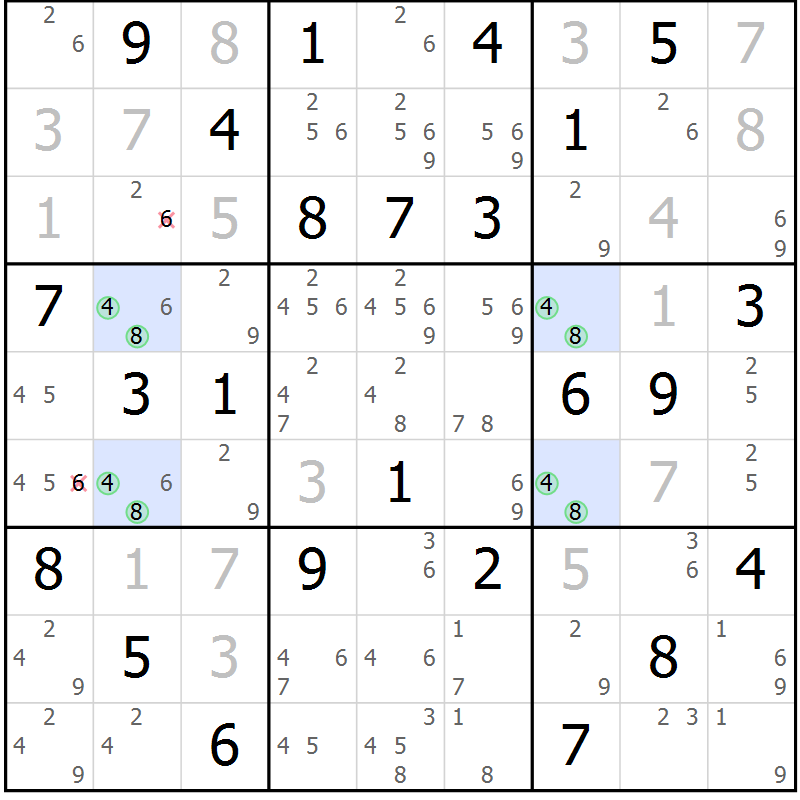 Position des candidats pour la solution de la Gr 50 page 52 du magazine de sudoku Expert n° 019