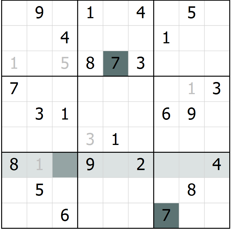 Position des candidats pour la solution de la Gr 50 page 52 du magazine de sudoku Expert n° 019