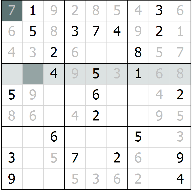 Position des candidats pour la solution de la Gr 51 page 53 du magazine de sudoku Expert n° 019