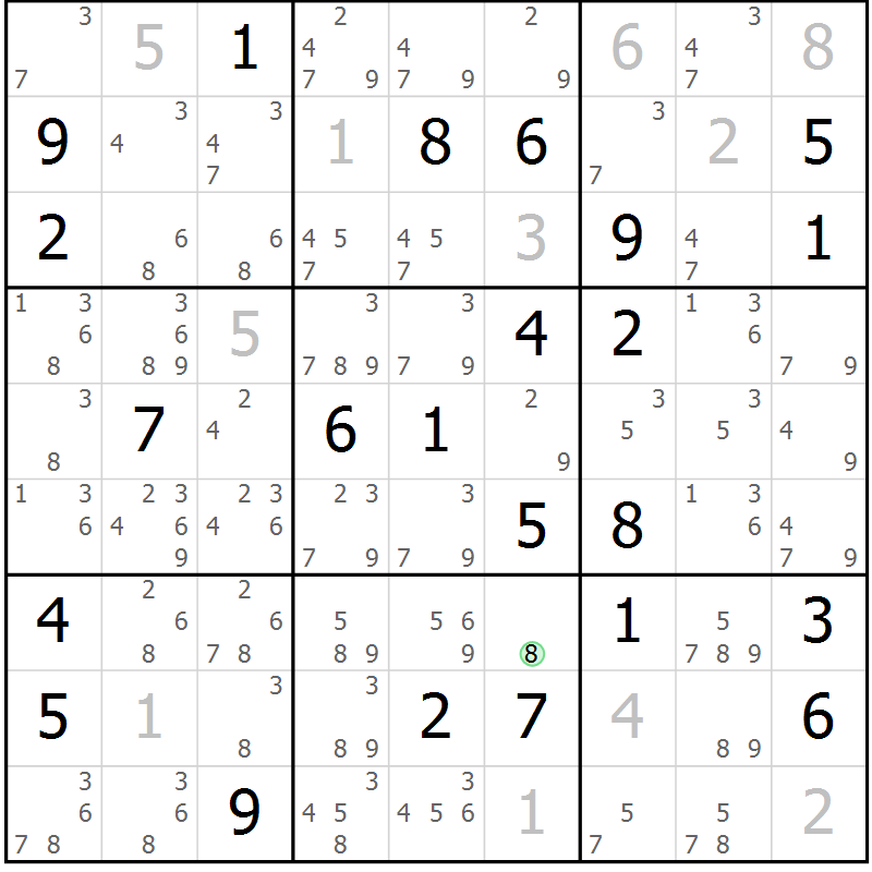 Position des candidats pour la solution de la Gr 52 page 54 du magazine de sudoku Expert n° 019