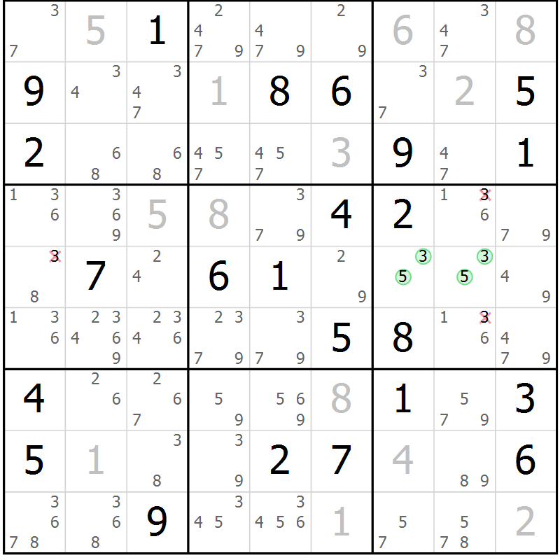 Position des candidats pour la solution de la Gr 52 page 54 du magazine de sudoku Expert n° 019