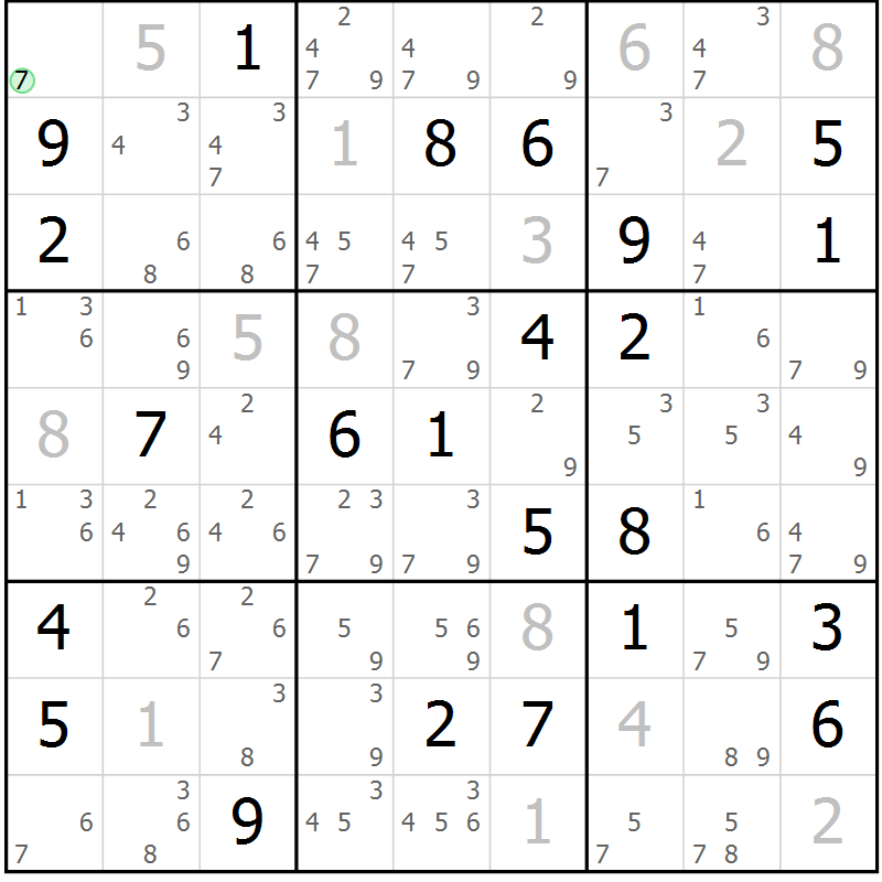 Position des candidats pour la solution de la Gr 52 page 54 du magazine de sudoku Expert n° 019