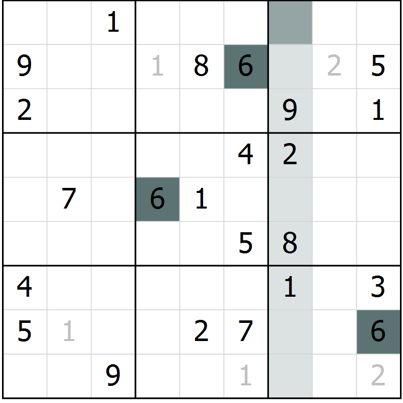 Position des candidats pour la solution de la Gr 52 page 54 du magazine de sudoku Expert n° 019