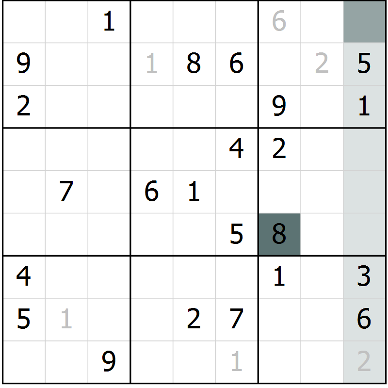 Position des candidats pour la solution de la Gr 52 page 54 du magazine de sudoku Expert n° 019