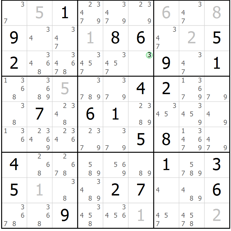 Position des candidats pour la solution de la Gr 52 page 54 du magazine de sudoku Expert n° 019