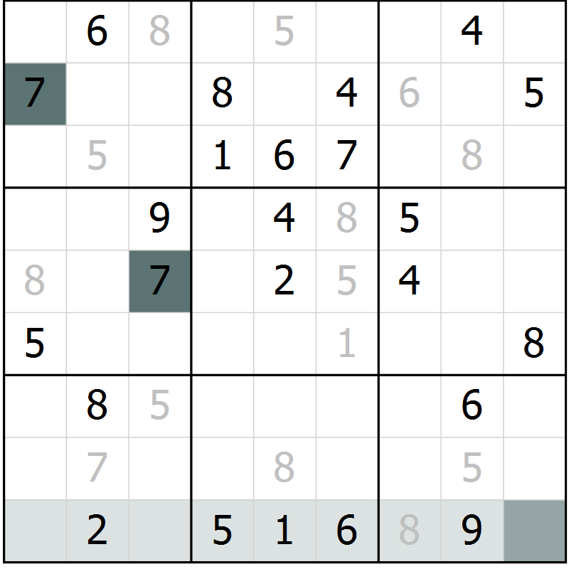Position des candidats pour la solution de la Gr 53 page 55 du magazine de sudoku Expert n° 019