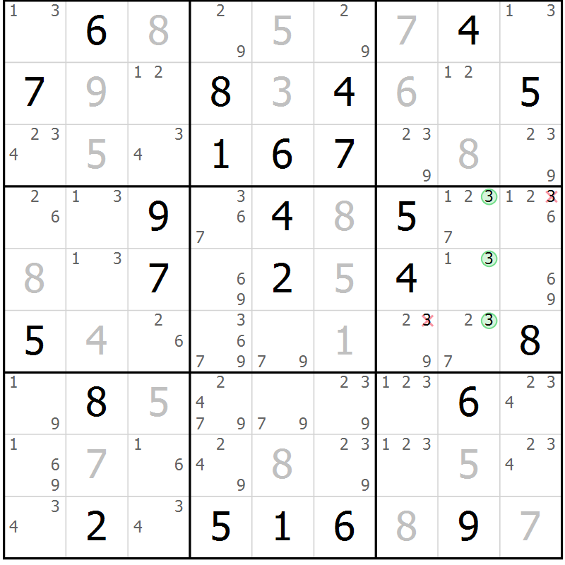Position des candidats pour la solution de la Gr 53 page 55 du magazine de sudoku Expert n° 019
