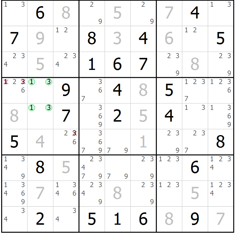 Position des candidats pour la solution de la Gr 53 page 55 du magazine de sudoku Expert n° 019