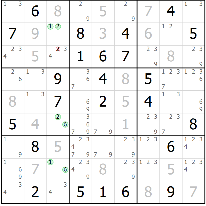 Position des candidats pour la solution de la Gr 53 page 55 du magazine de sudoku Expert n° 019